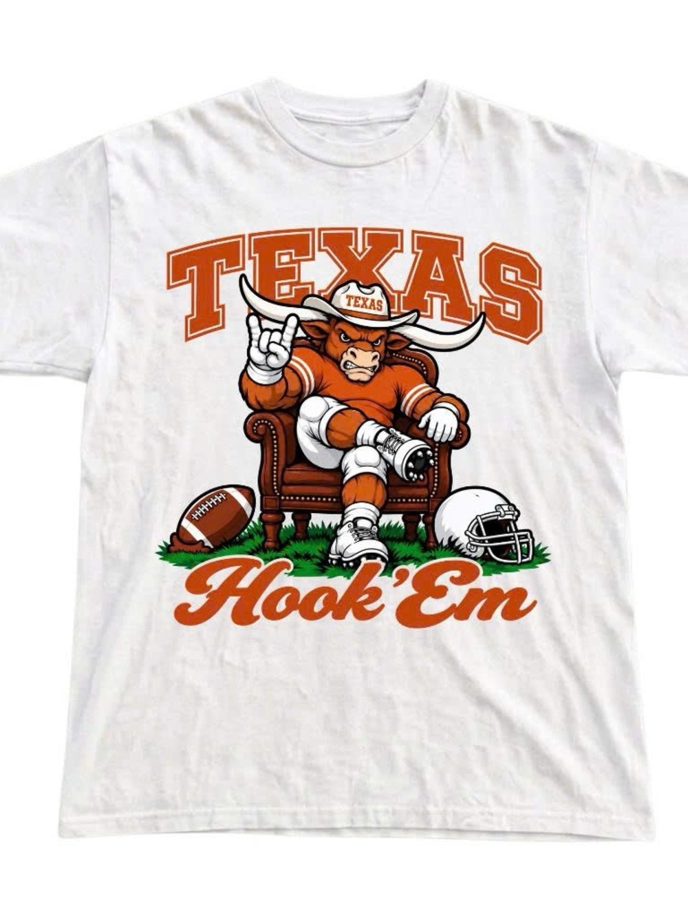 Gildan White Shirt Texas Hook 'Em Longhorns College Sport Tee